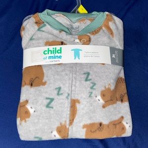 Carters gray bear fleece footed pajamas - size 3T